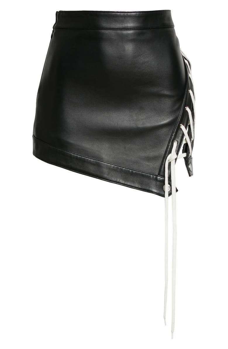 MONSE Lace-Up Side Leather Miniskirt, Alternate, color, 