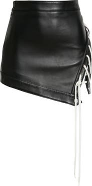 MONSE Lace-Up Side Leather Miniskirt