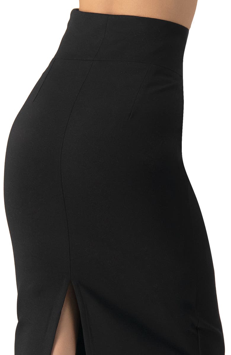 IVONNE Midi Pencil Skirt with Back Slit, Alternate, color, Black