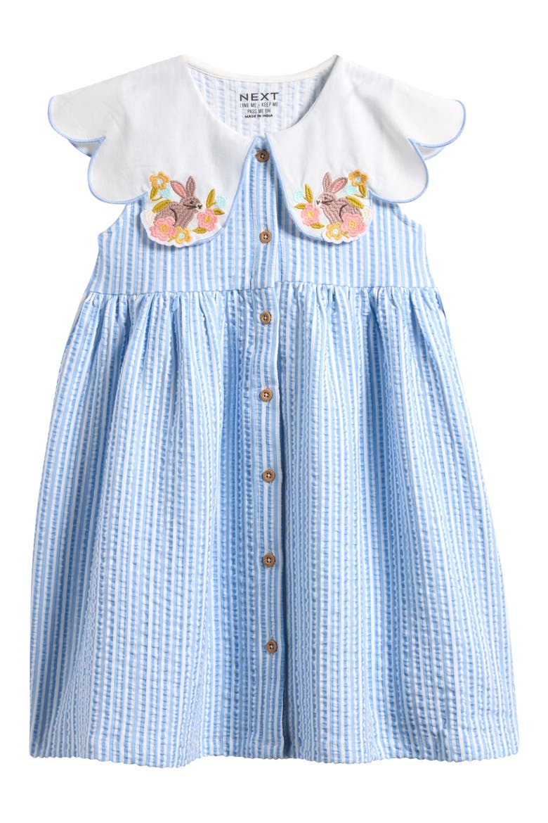 Kids' Statement Collar Seersucker Dress, Main, color, BLUE