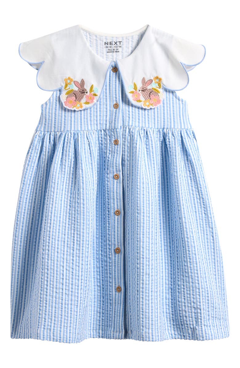 NEXT Kids' Statement Collar Seersucker Dress, Main, color, Blue