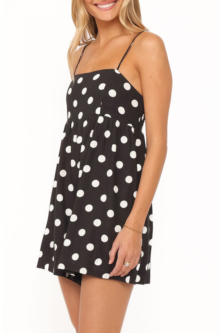 Quinley Linen Romper, Alternate, color, BLACK POLKA DOT