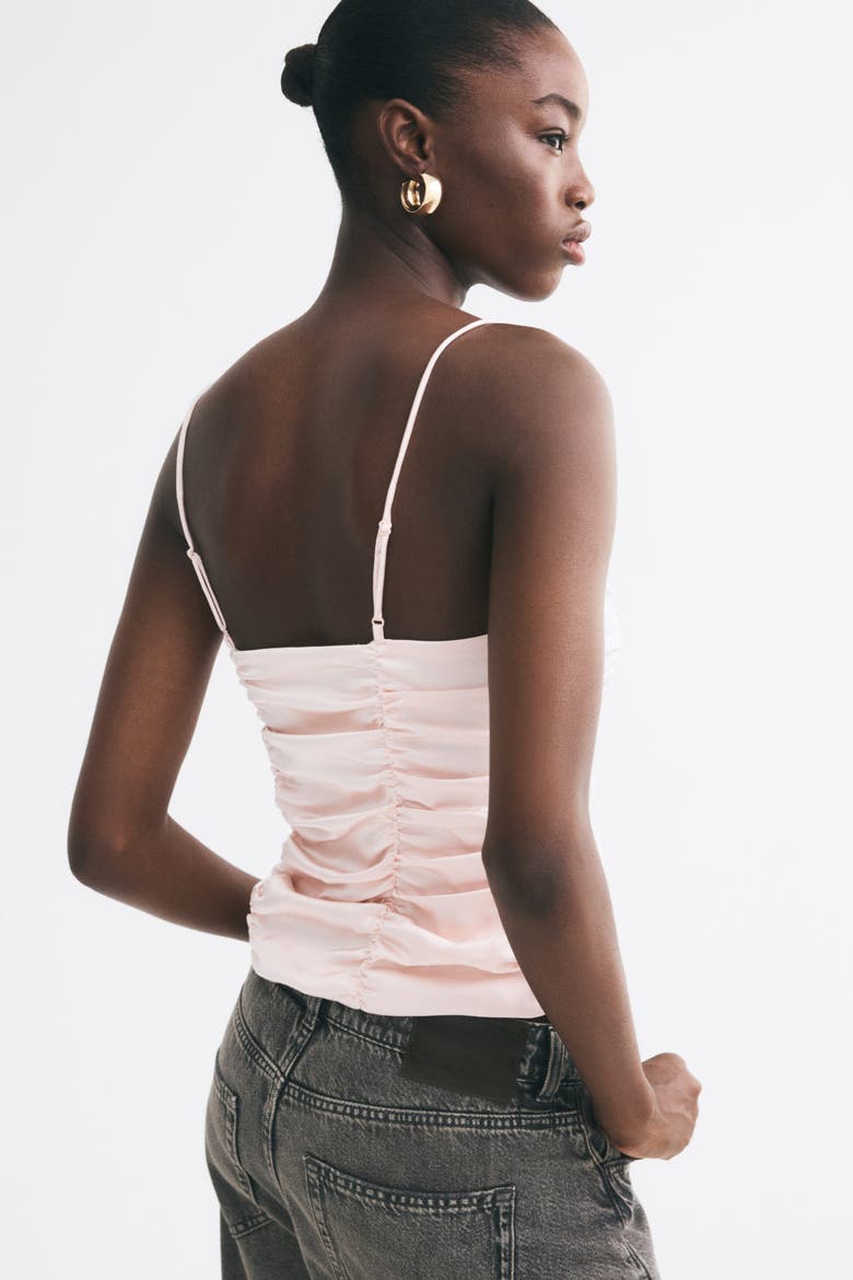 Ruched Satin Top, Alternate, color, Light pink