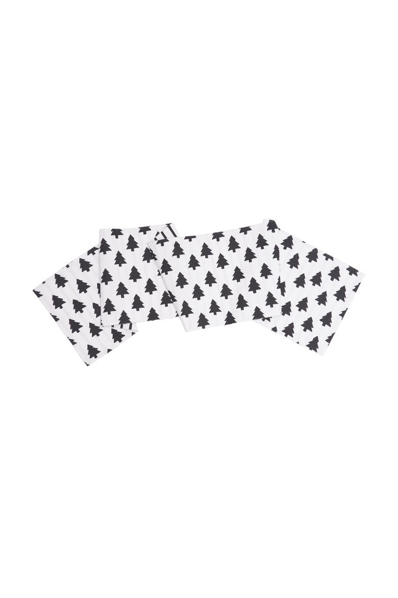 Black & White Forest Patten 100% Cotton Christmas Table Runner 14" x 72", Main, color, Black