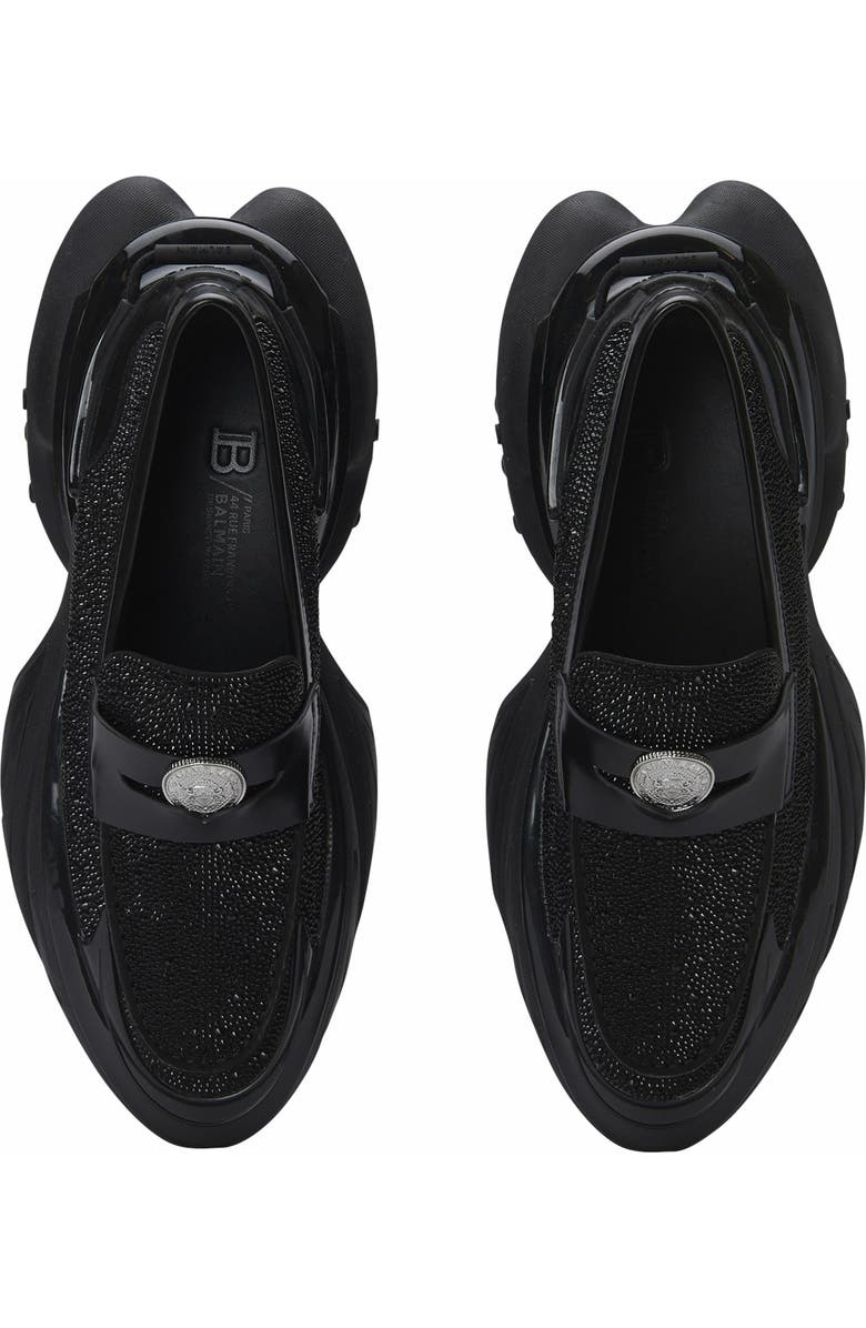 Balmain Unicorn Loafers In Rhinestone Calfskin, Alternate, color,