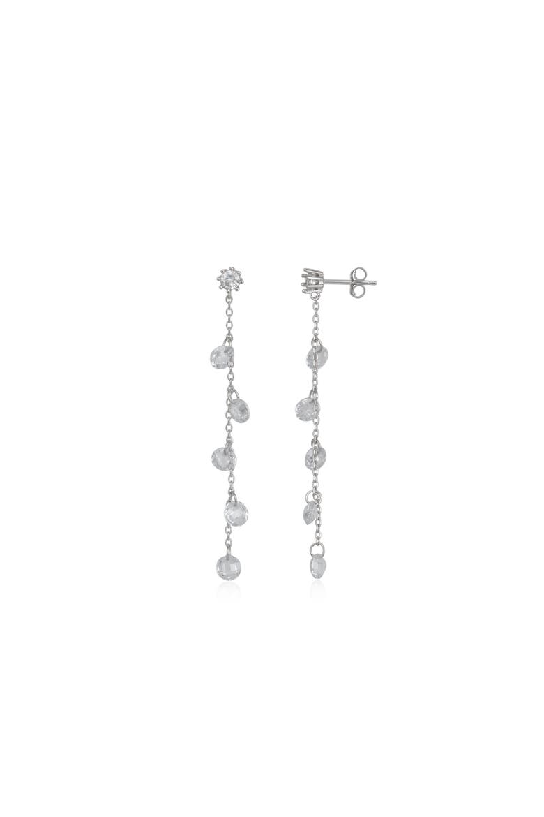Drop Crystal Sterling Silver Earring, Main, color, Silver
