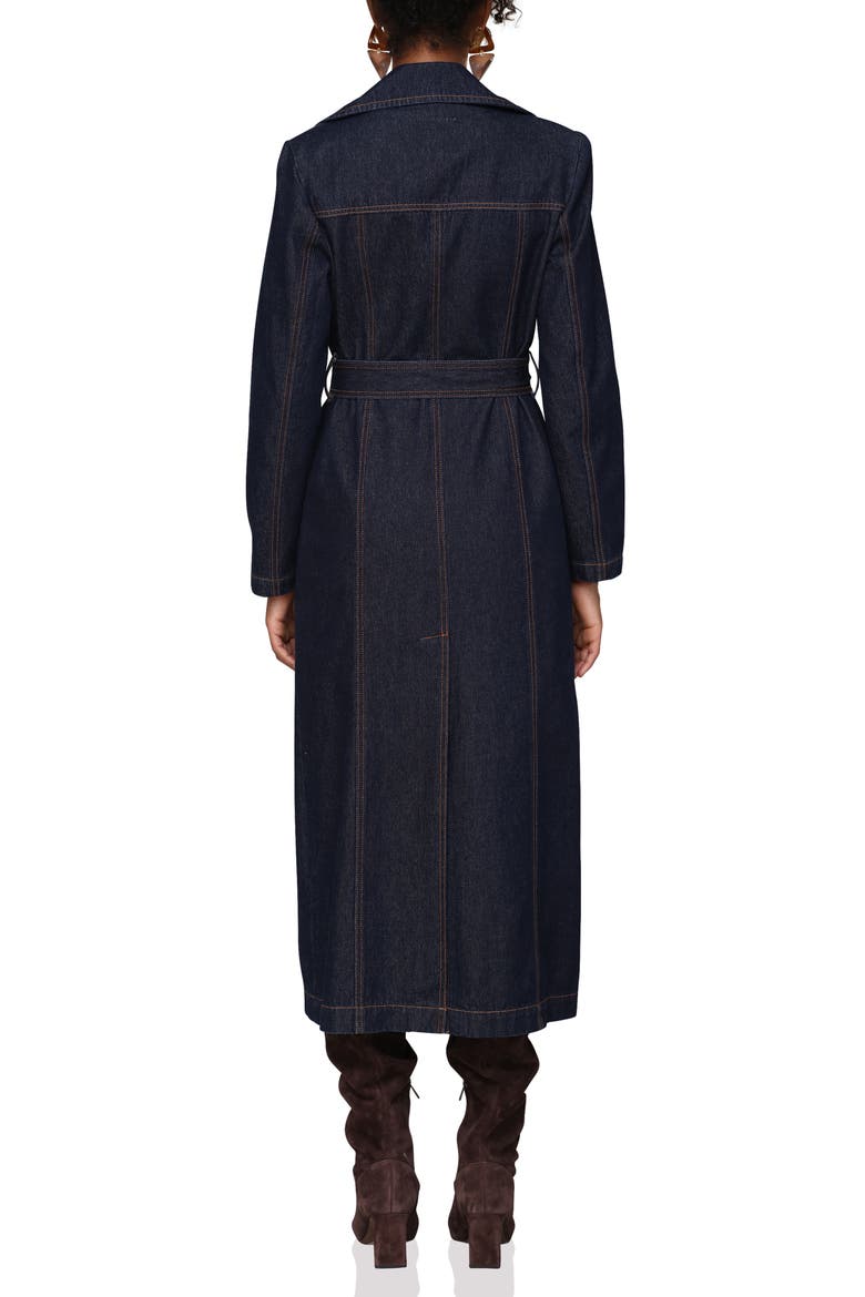 Belted Utility Denim Trench Coat, Alternate, color, RAW INDIGO RINSE