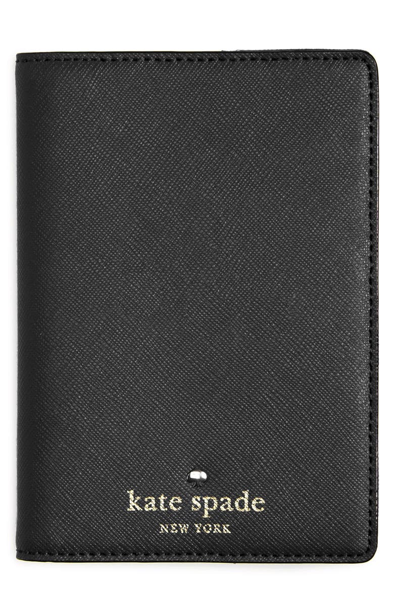 'cedar street' leather passport holder, Main, color, BLACK