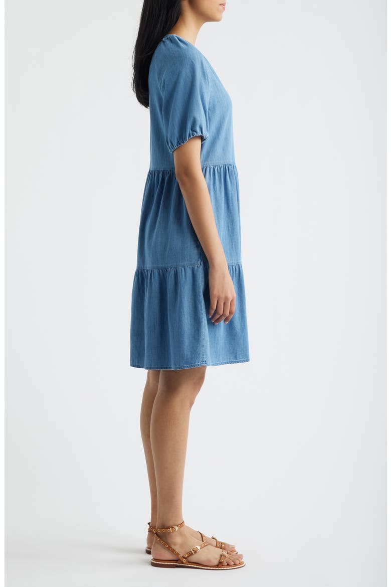 Kendra Tiered Cotton Dress, Alternate, color, MEDIUM WASH