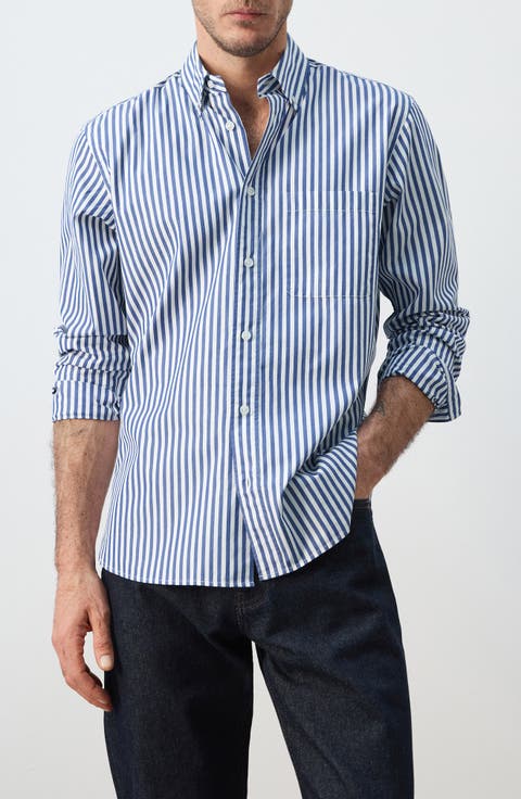 Regular Fit Stripe Button-Up Shirt