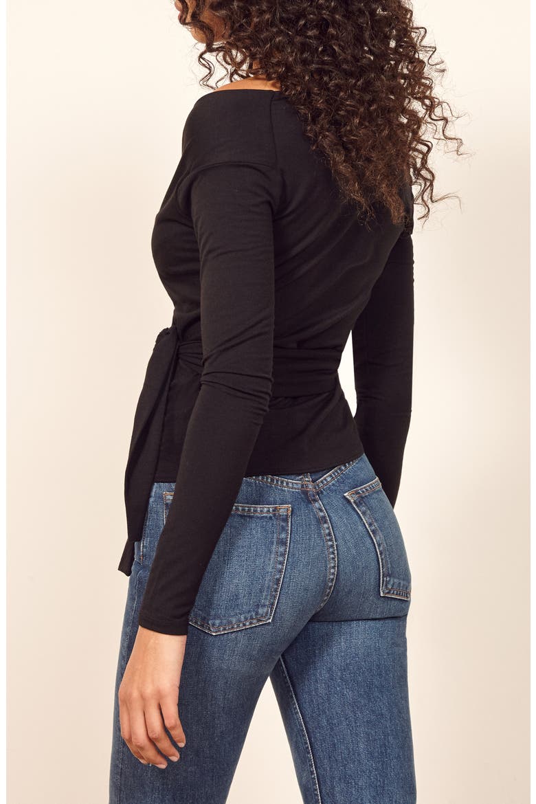Cherie Wrap Top, Alternate, color, BLACK