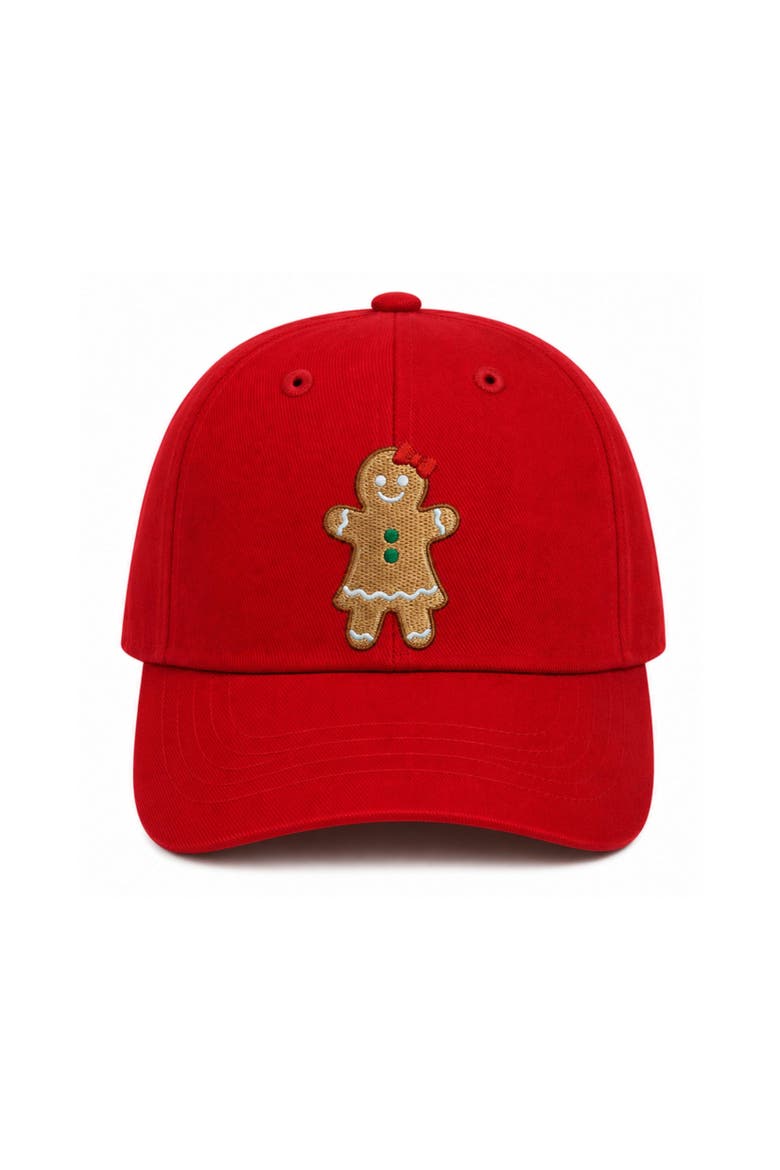 Gingerbread Bow Baseball Hat (baby), Main, color, Red