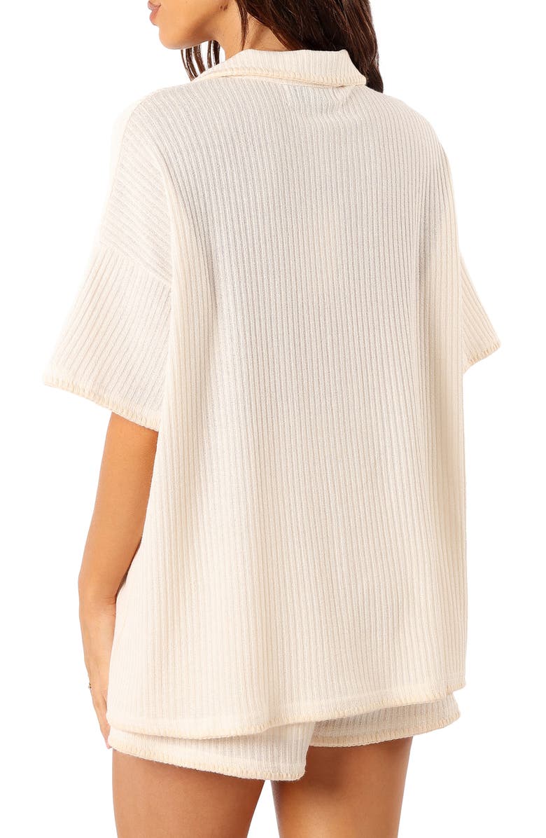 Petal & Pup Bobby Knit Button-Up Shirt & Shorts Set, Alternate, color, Light Beige