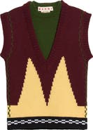 Marni Relaxed Fit Sleeveless Wool Intarsia Sweater