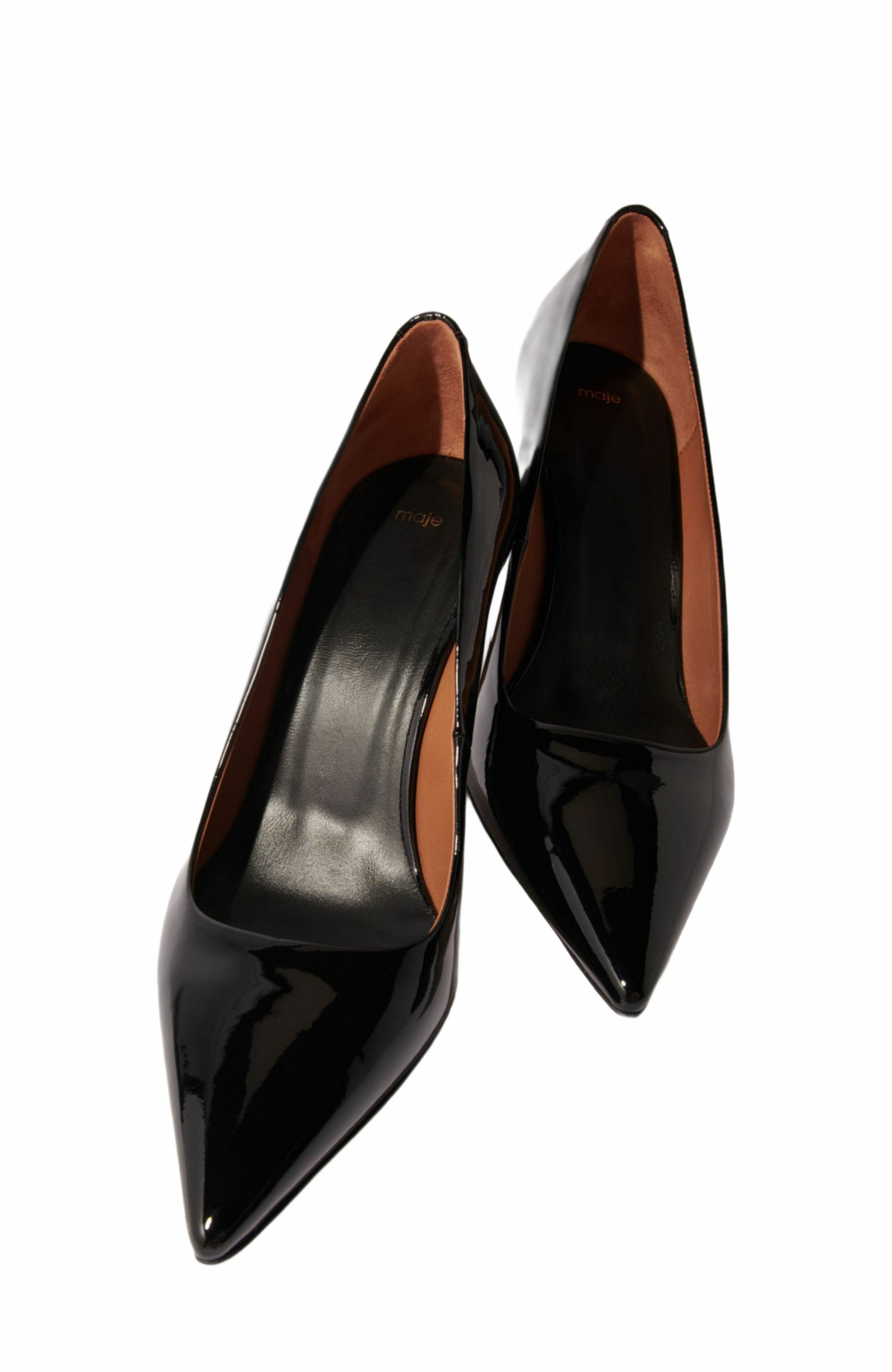 maje Leather pumps with pointed toes, Alternate, color, 