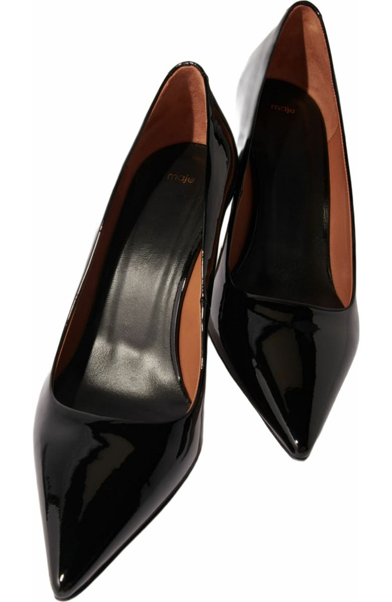 maje Leather pumps with pointed toes, Alternate, color,