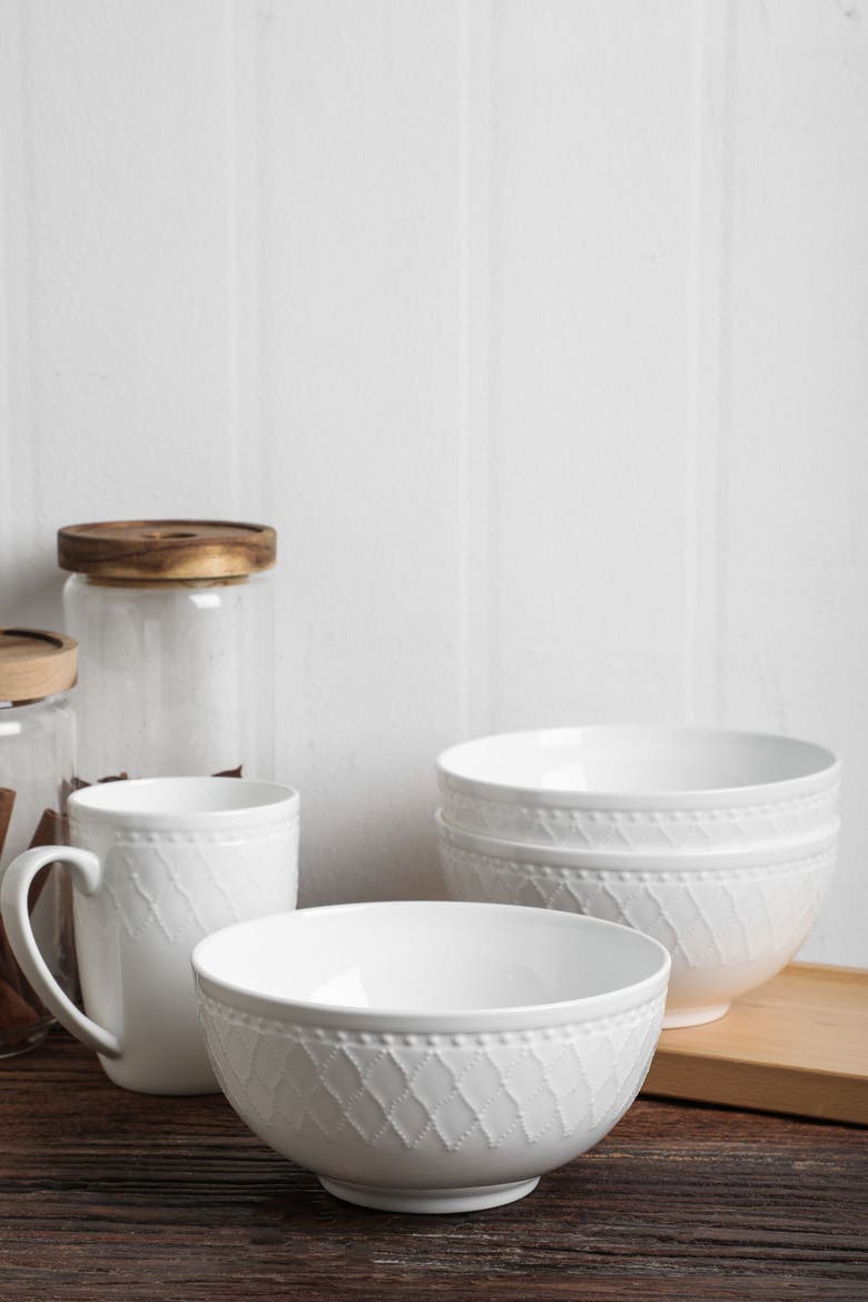 Alexandria Bone China 32-piece Dinnerware Set, Alternate, color, White