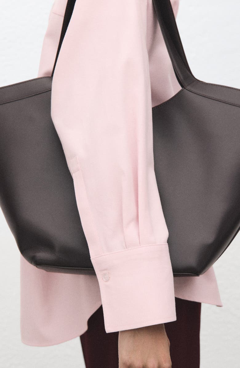 MANGO Oversize Button-Up Shirt, Alternate, color, Pastel Pink