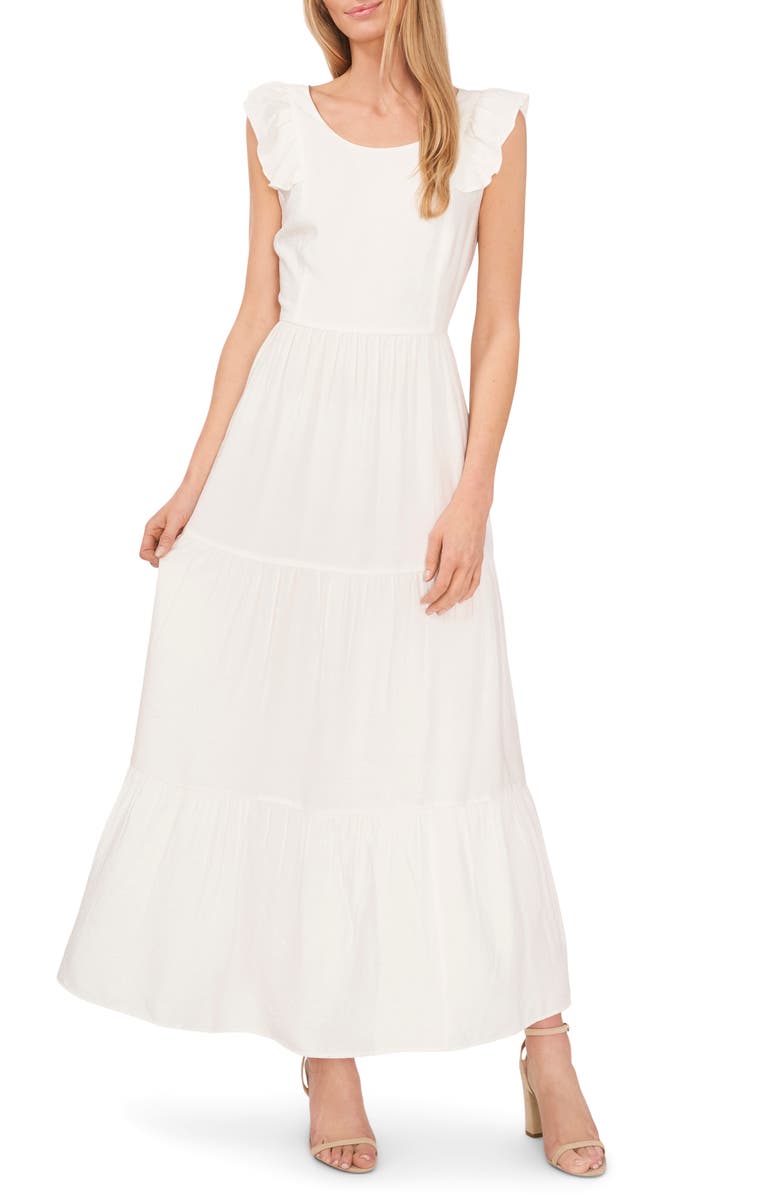 CeCe Tiered Maxi Dress, Main, color, New Ivory