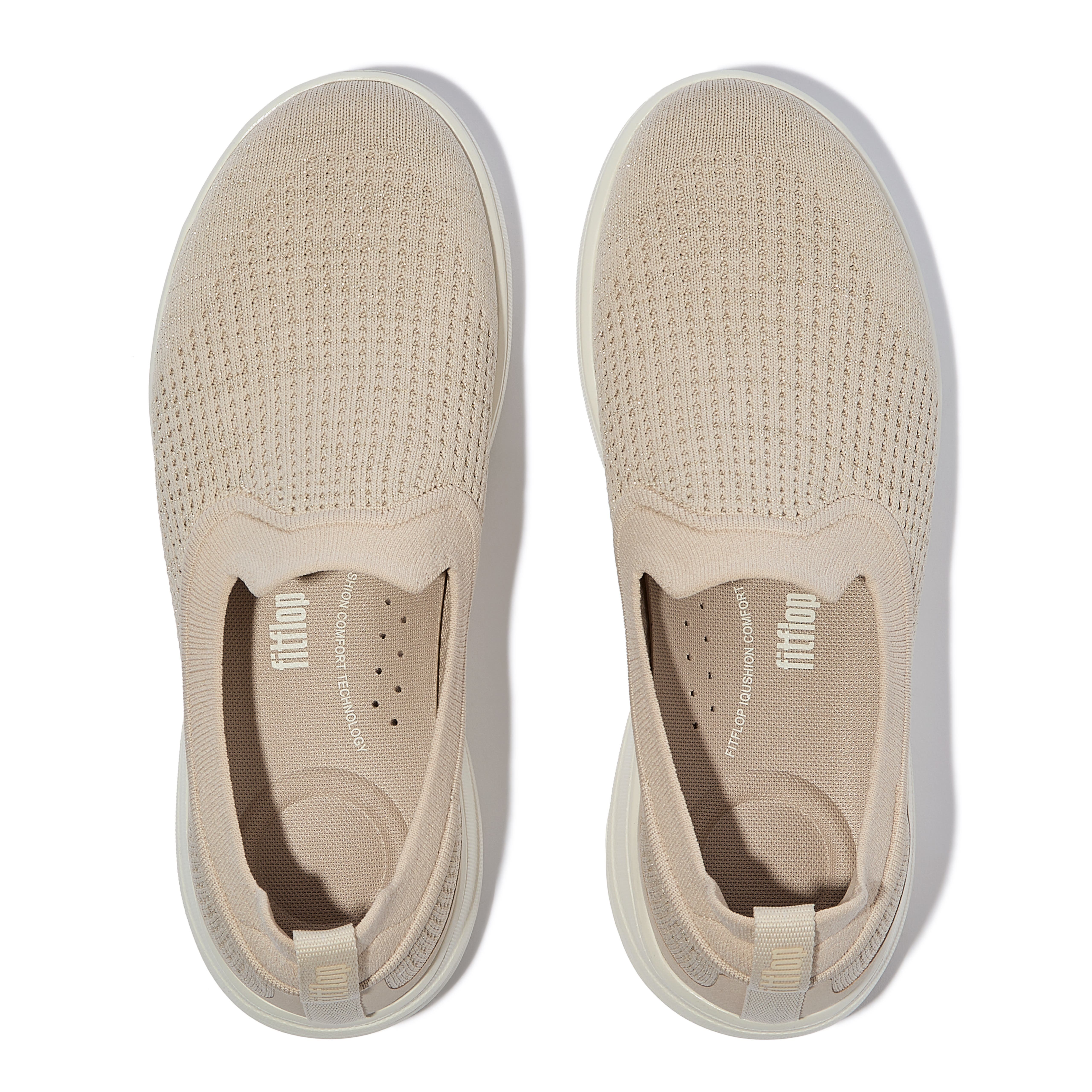FitFlop Super-Q Knit Slip-Ons, Alternate, color, Stone Beige/Platino