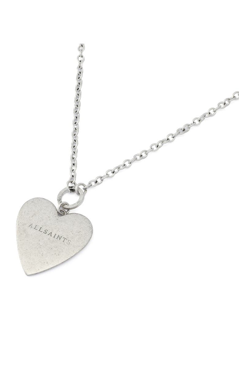 AllSaints Heart Pendant Necklace, Alternate, color, Warm Silver