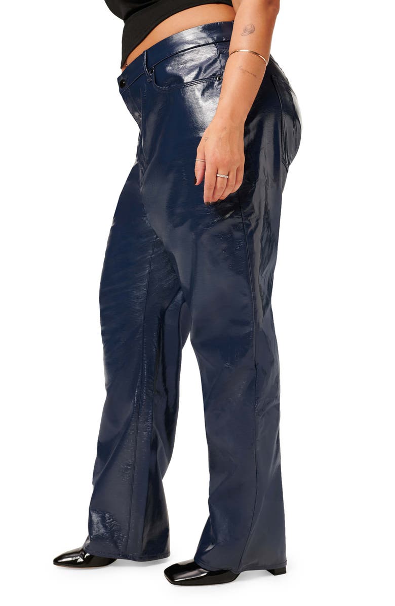 Good American Good '90s Vinyl Straight Leg Pants, Alternate, color, Twilight001