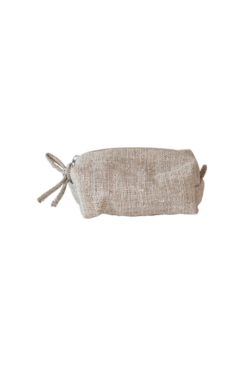 Woven Hemp Fiber Zip Pouch with Handle and Cotton Lining, Natural, Main, color, Natural