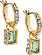 BY ADINA EDEN Colored Baguette Pave Rimmed Drop Huggie Earring