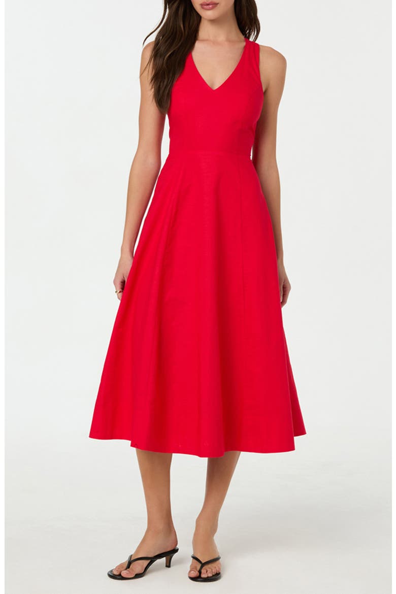 Cross Back Sleeveless Midi Dress, Alternate, color, RED