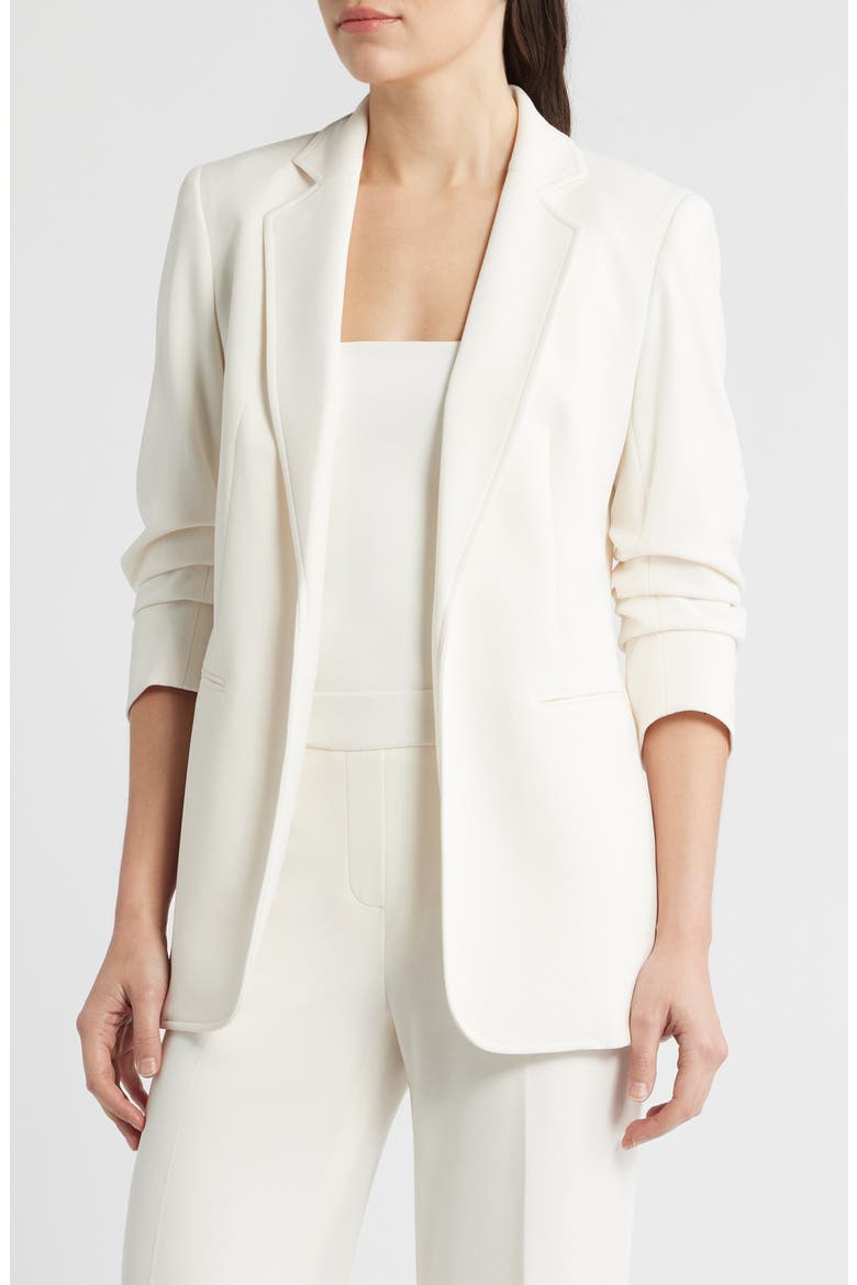 Open Front Scrunch Sleeve Blazer (Women) | Nordstrom