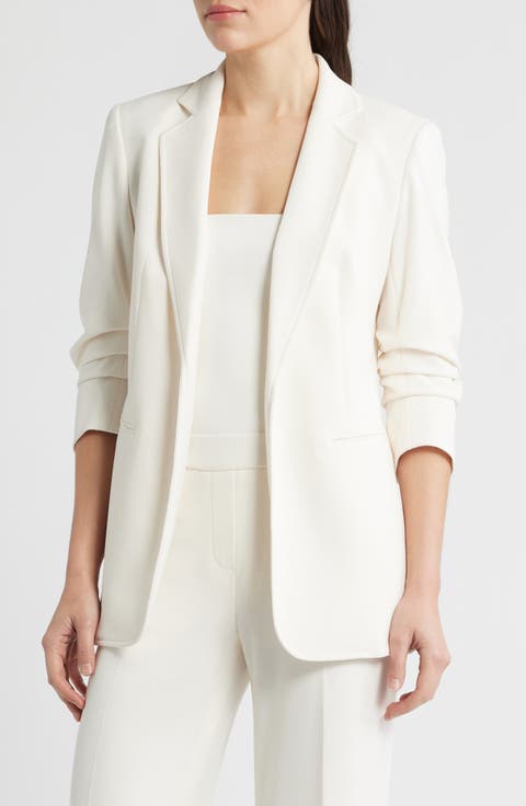 Open Front Scrunch Sleeve Blazer