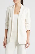 Anne Klein Open Front Scrunch Sleeve Blazer