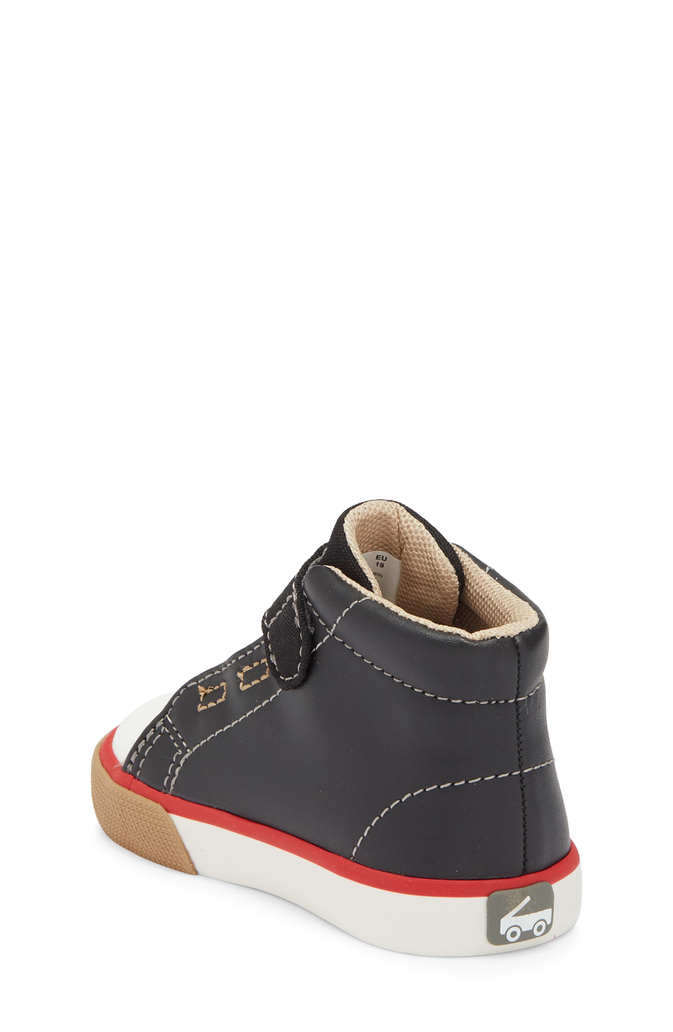 Kids' Drew High Top Sneaker, Alternate, color, BLACK/ RED