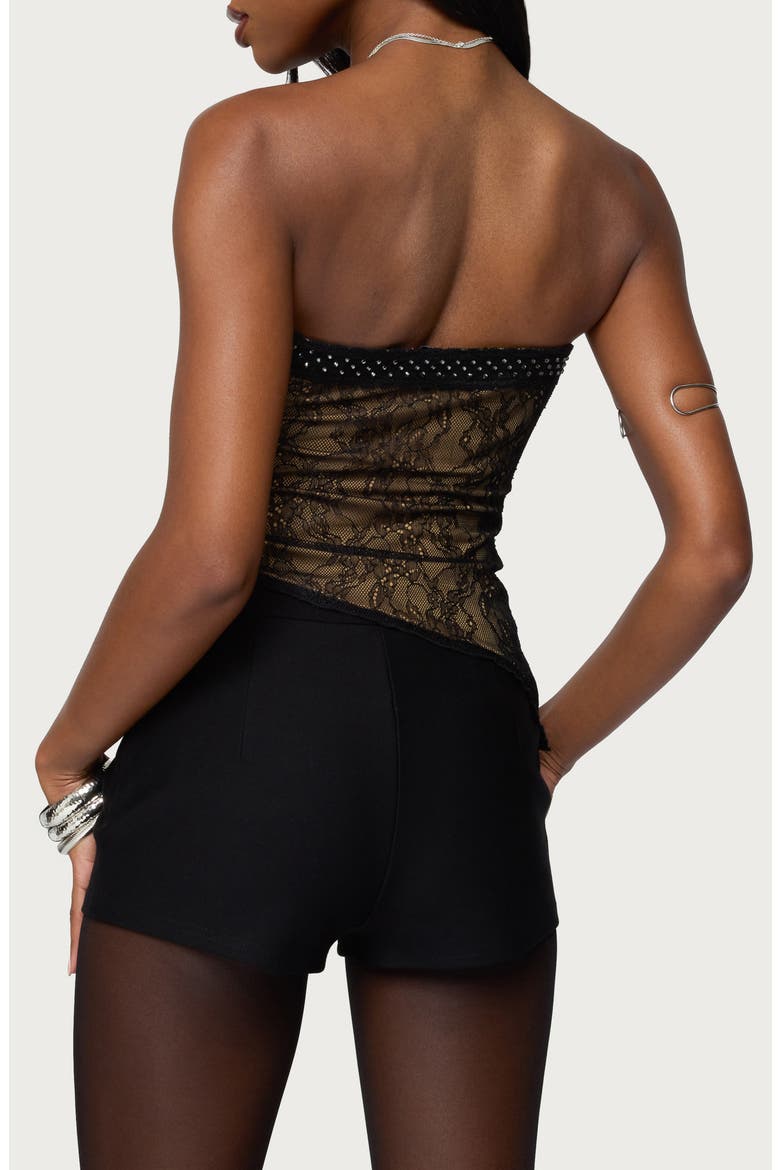 Rhinestone Lace Strapless Top, Alternate, color, BLACK
