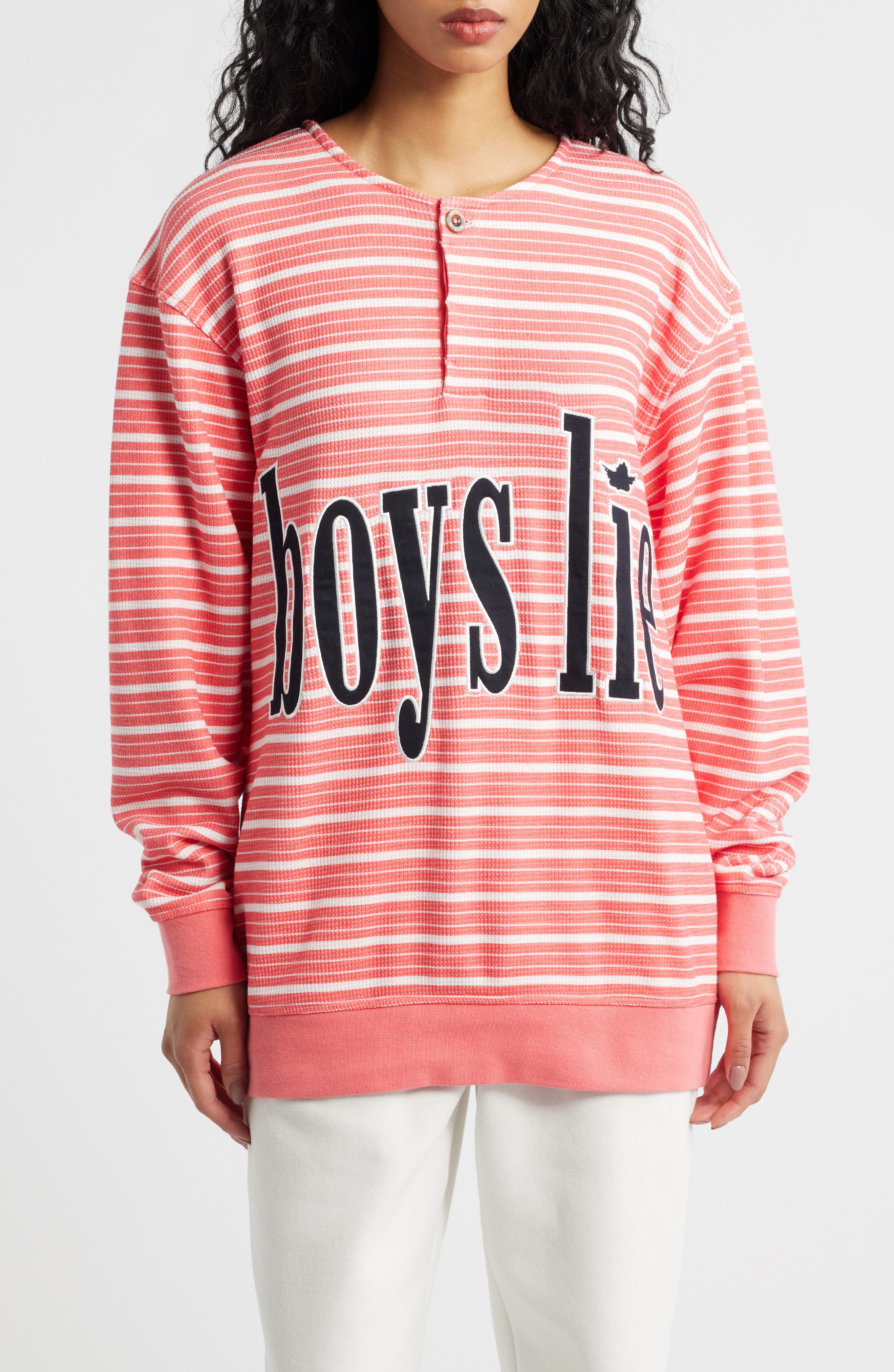 Sweet As Candy Stripe Cotton Blend Crewneck Top