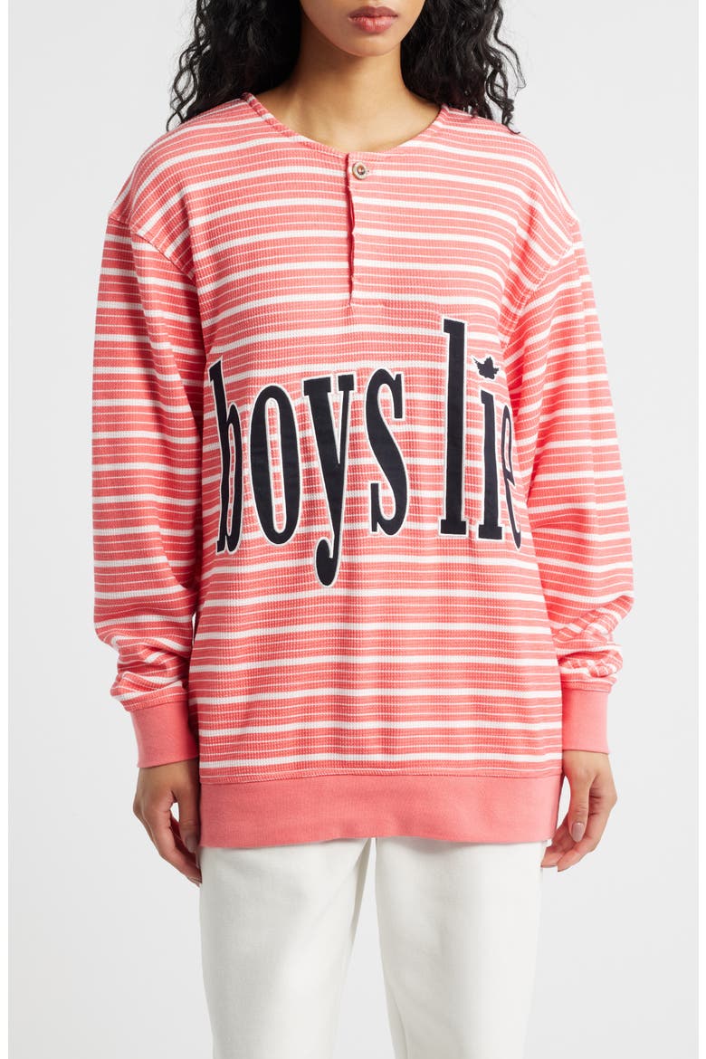 Sweet As Candy Stripe Cotton Blend Crewneck Top, Main, color, RED MULTI