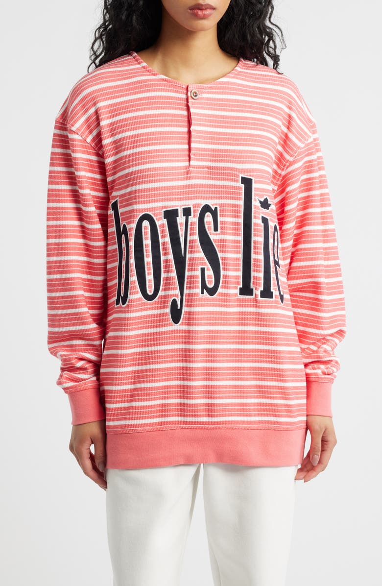 BOYS LIE Sweet As Candy Stripe Cotton Blend Crewneck Top, Main, color, Red Multi