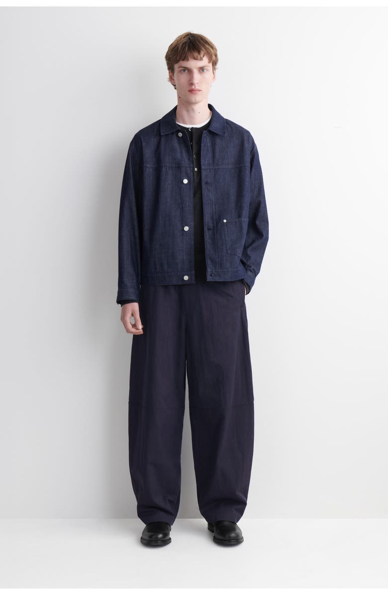 COS Elasticized Relaxed-Fit Barrel-Leg Pants, Main, color, Navy