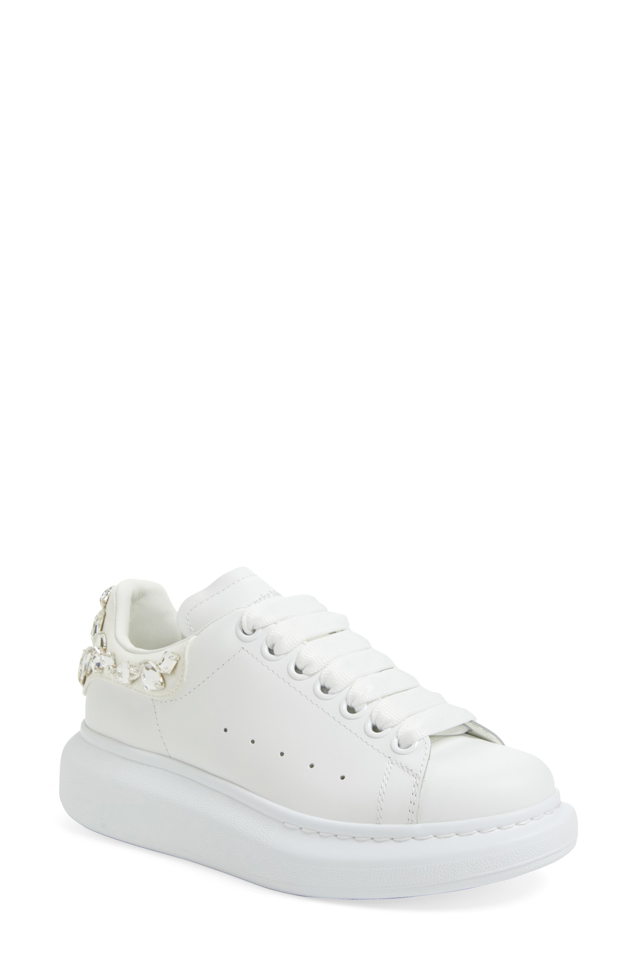 McQueen Oversized Crystal Embellished Sneaker, Main, color, White/ Crystal