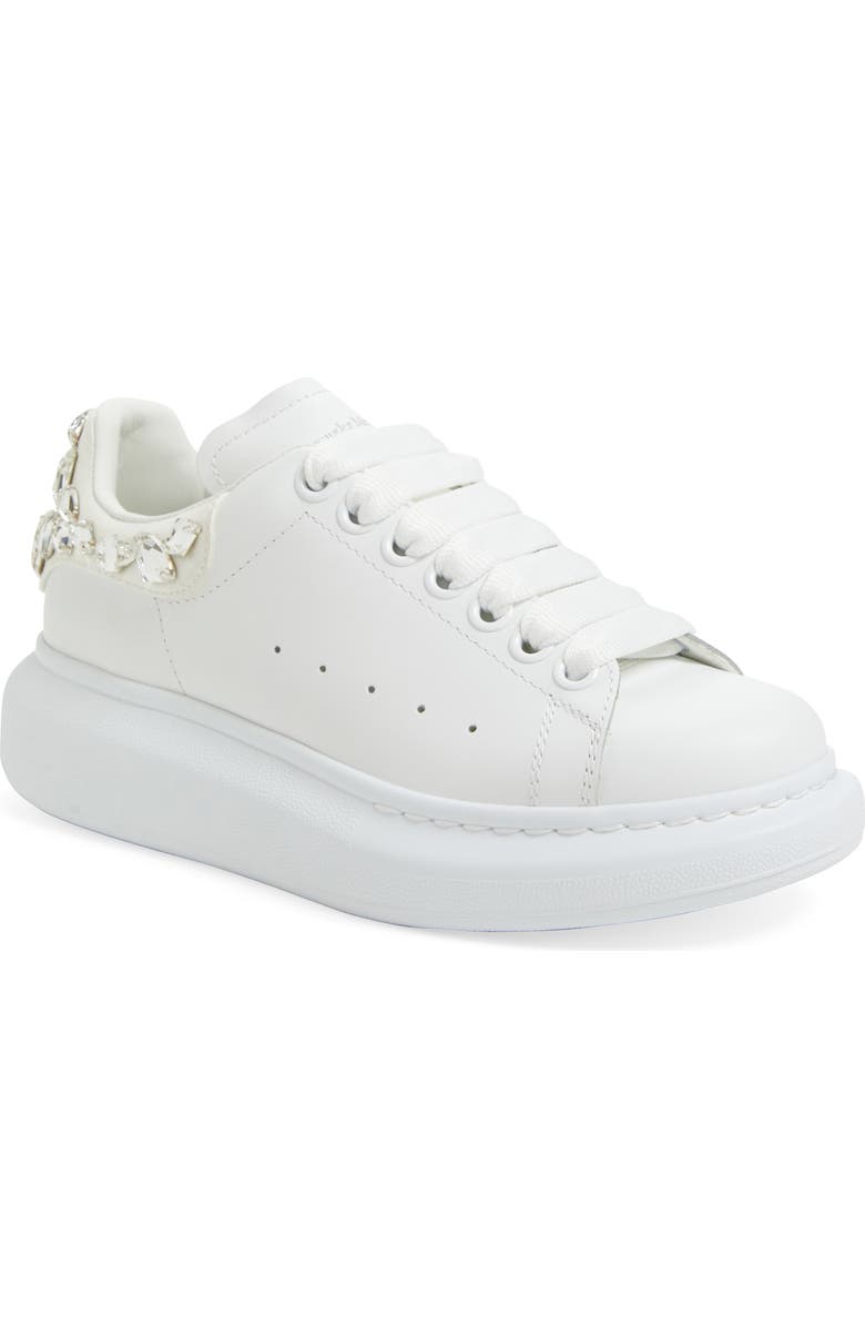 McQueen Oversized Crystal Embellished Sneaker, Main, color, White/ Crystal