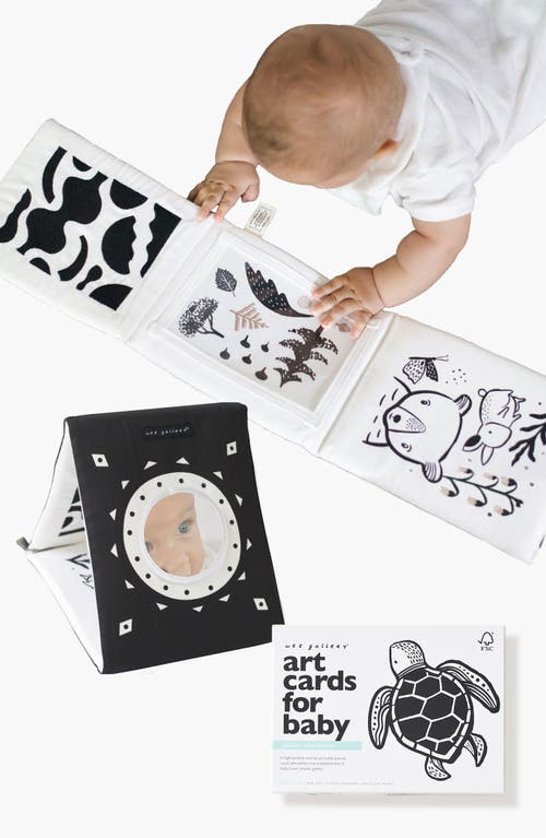 Wee Gallery Tummy Time Gallery  With Mirror And Art Cards For Baby Bundle In Blue