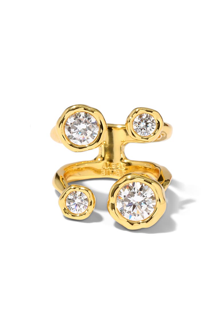 Asterales 14k Gold Plated Cubic Zirconia Open Ring, Alternate, color, STONES