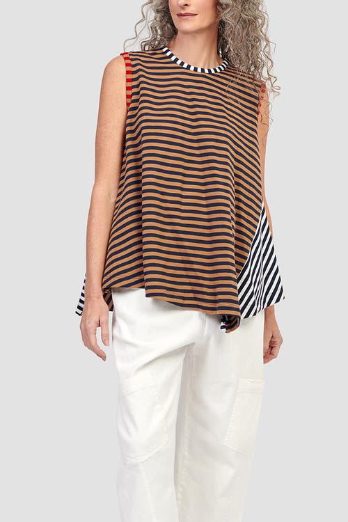 ALEMBIKA ALEMBIKA MIXED STRIPES SLEEVELESS TOP WITH ASYMMETRIC HEM
