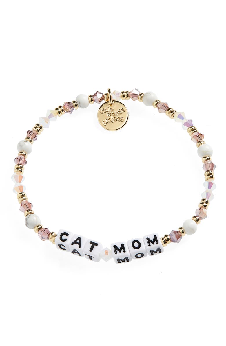 Little Words Project Cat Mom Beaded Stretch Bracelet, Main, color, 