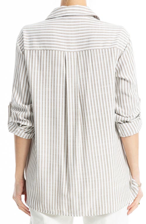 Max Studio Stripe Oversize Long Sleeve Button-up Tunic