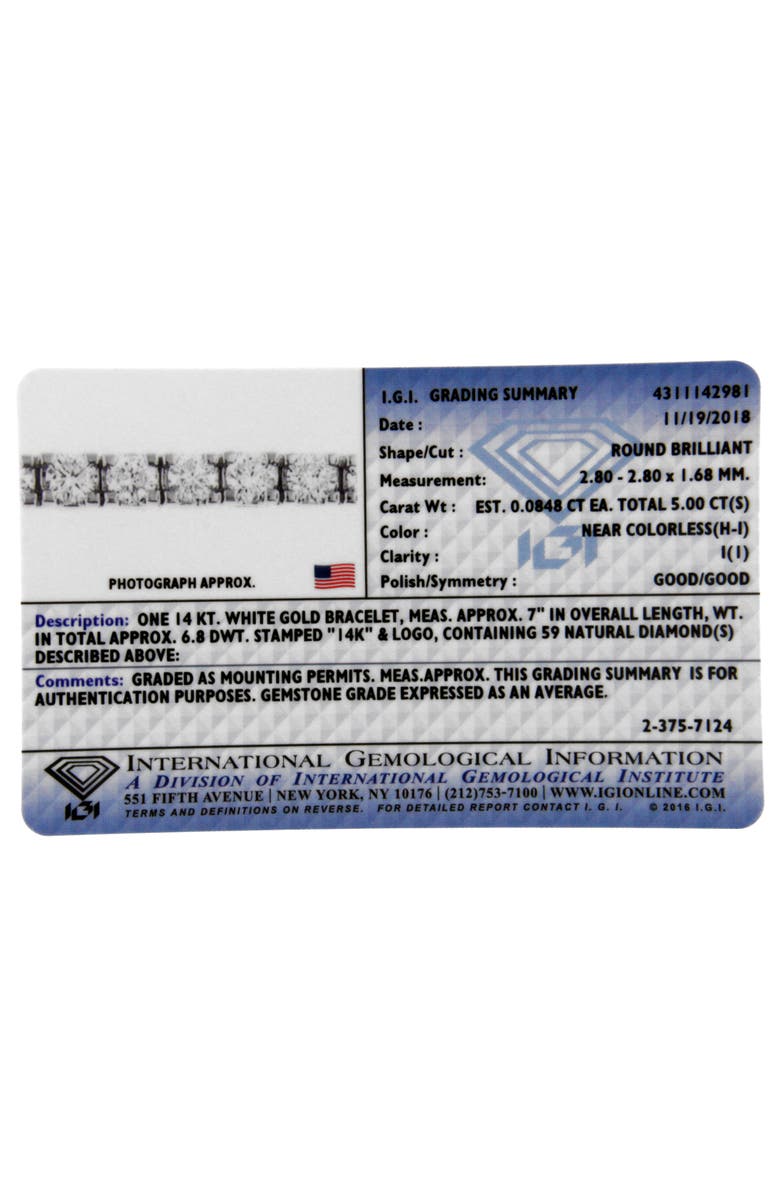 Haus of Brilliance IGI Certified 5.0 Cttw Diamond 14K White Gold Tennis Bracelet, Alternate, color, White