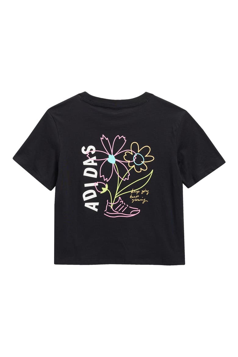 Kids' Floral Logo Graphic T-Shirt, Alternate, color, BLACK