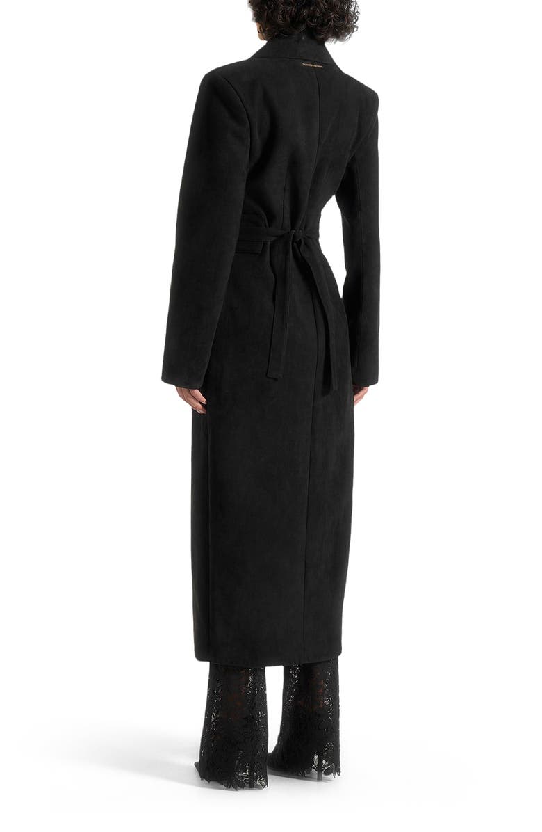 Manière De Voir Esma Suede Asymmetric Coat with Cinch Belt, Alternate, color, Black