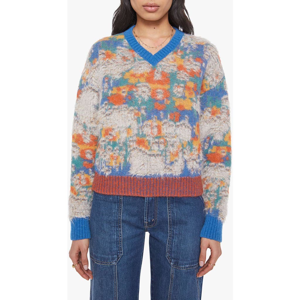 Mother The Crop Varsity Jumper Fixer Upper Shirt In Red