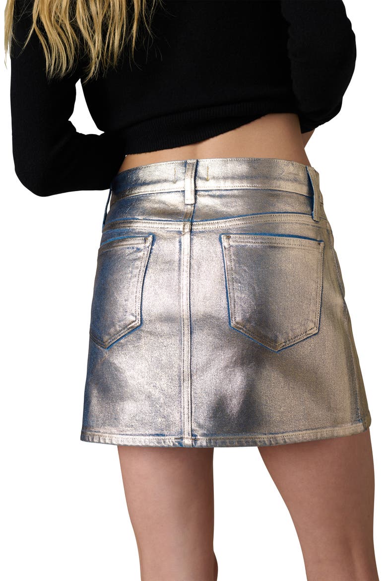 The Tessa Metallic Denim Miniskirt, Alternate, color, DISCO INDIGO
